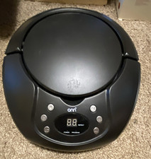 onn. Portable AM/FM CD Boombox w/ AUX Headphone Jack Black ONB17AA001