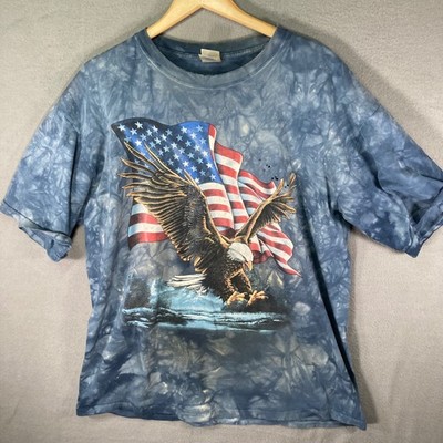 Gildan Mens USA Flag Eagle T Shirt 2XL Tie Dye Patriotic Graphic