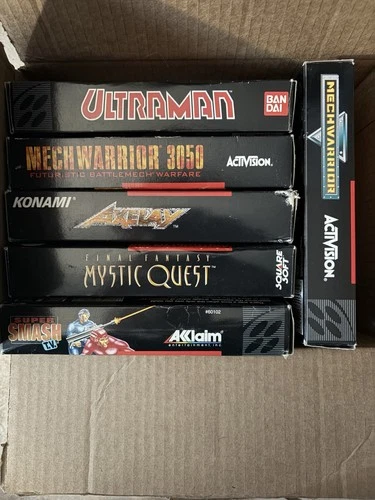 Vintage SNES Games Lot Of 7 All Working All With Box & Manual Axelay + More