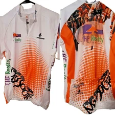 HINCAPIE Cycle JERSEY Shirt 2XL Poly White Orange Pockets Tour Missouri Bike