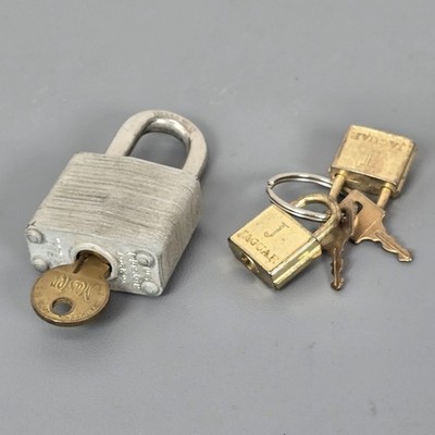 Vintage No.3 Master Security Lock & Jaguar Brass Padlocks W/ Keys