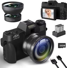 4K Digital for Photography with WiFi,64MP Autofocus Vlogging for ,3'' 180  Fl...