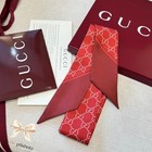 Gucci GG Printed Lightweight Double-Sided Red Silk Ribbon 2 x 47 in — photo 3