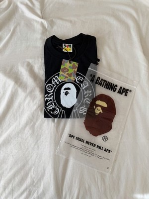 A Bathing Ape BAPE Chrome Hearts Graphic Print Logo Tee Black Men s M Cotton