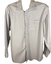 L.L. Bean Wrinkle Res Traditional Fit Plaid Blue Button Up Dress Shirt Sz 17-35