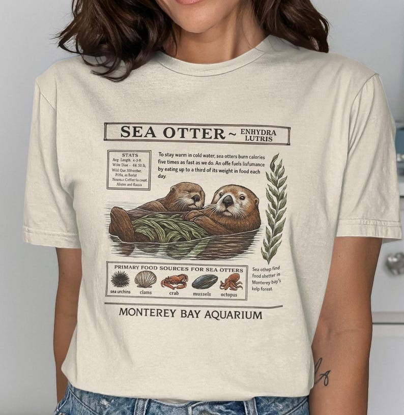 Vintage Replica Otter, Sea Otters Monterey Bay Aquarium T-Shirt