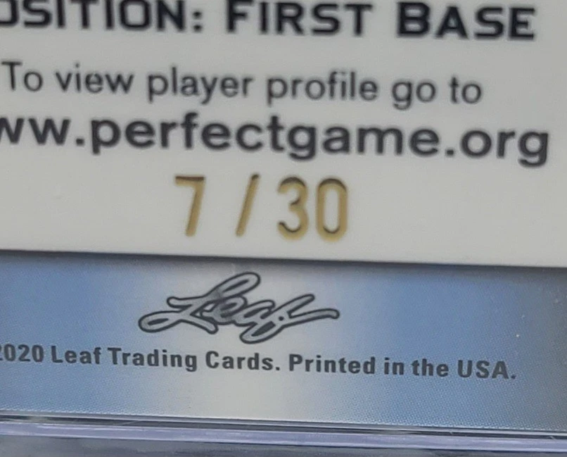 MAX MCGWIRE 2020 LEAF PERFECT GAME PROOF AUTOGRAPH /30 - Image 3 of 3