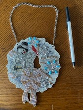 Finished Diamond Art - Christmas Wreath on a chain