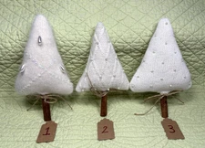 Handmade Christmas Tree Bowl Fillers: Shades of White Wool & Sweater Knits: OOAK