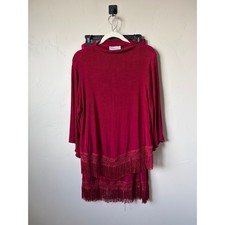 VTG Draper's  Damons Slinky Crochet Fringe Red Skirt and Top Set Sz PL