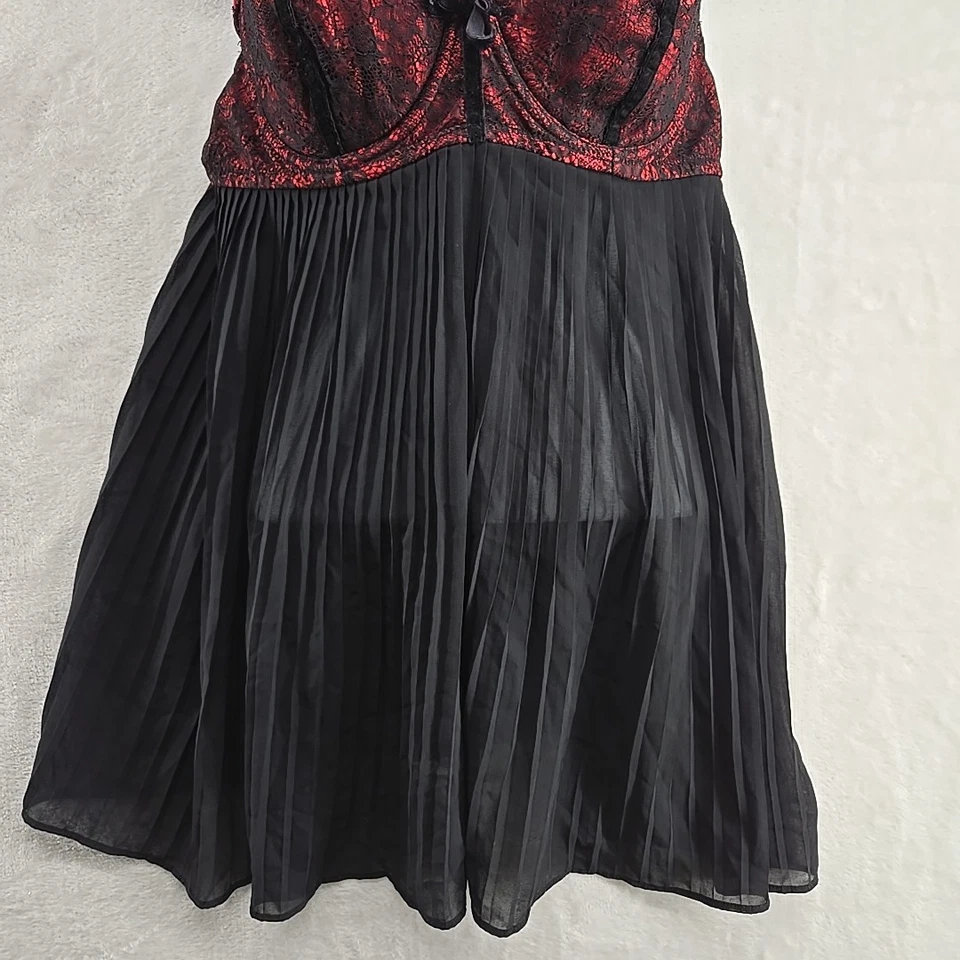 Y2K Babydoll Encaje Bustier L Rojo Negro Camisón Lencería Sexy Cami Gótico Bruja Foto 3 de 4