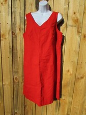 Talbots Dark Orange Sleeveless V-Neck Lined Sheath Dress Size 16 Cotton Stretch