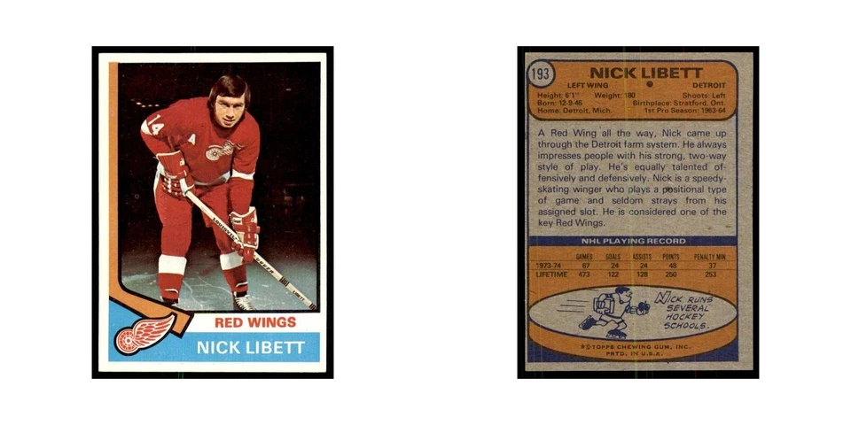 Nick Libett 1974 Topps #193 Hockey Cards Hockey Card EX - Image 3 of 3
