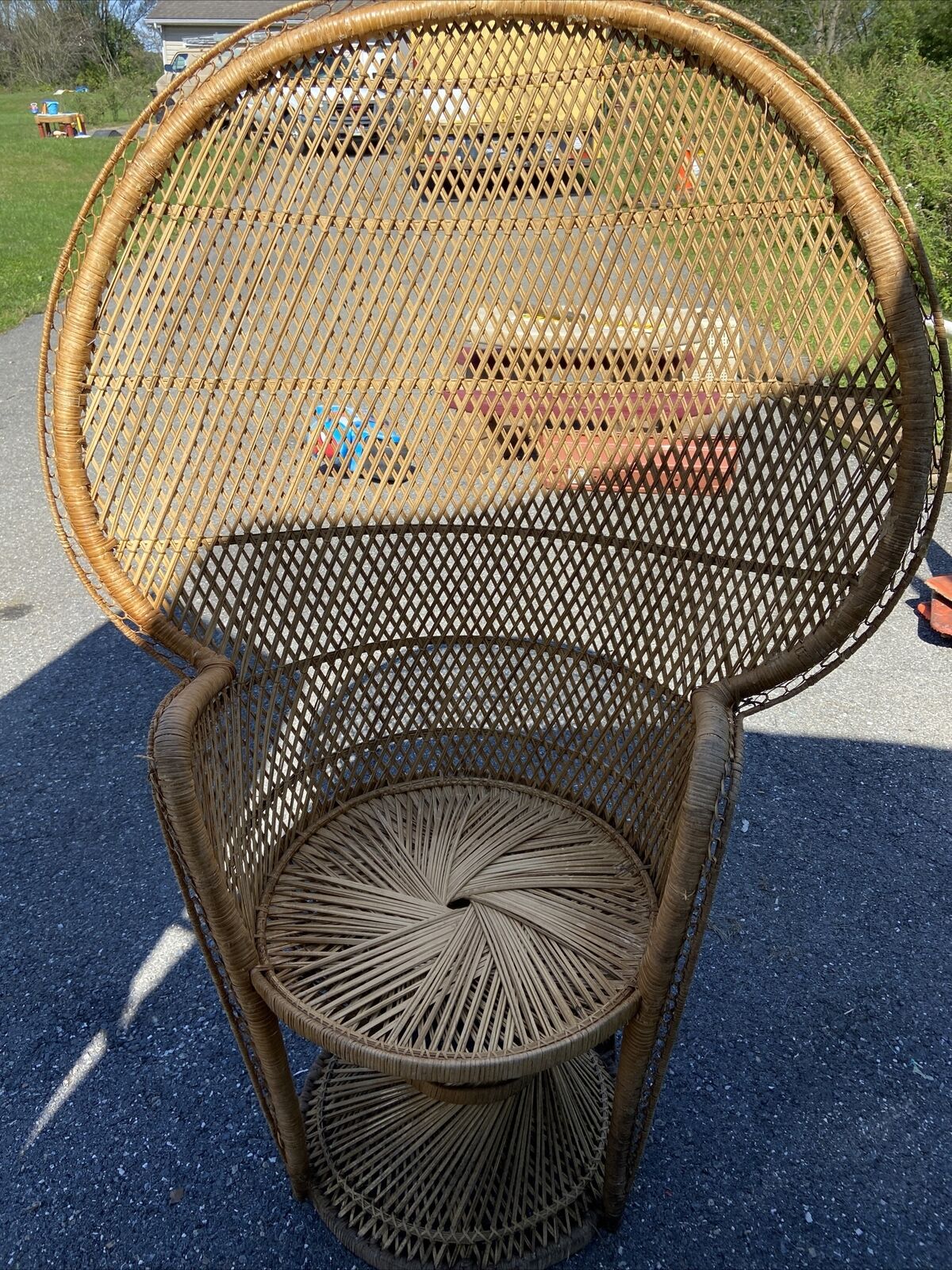 Vintage Wicker 1970s Peacock Chair