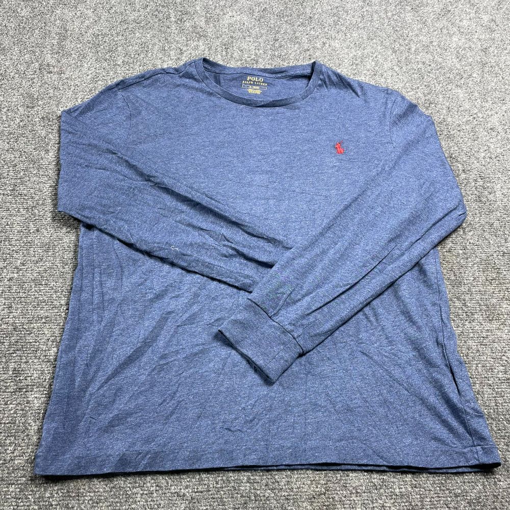 Men's Blue Classic Fit Long Sleeve Golf Polo Shirt Size M