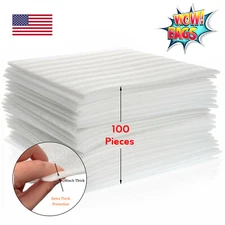 100 Ct Foam Wrap Sheets 12X12x1/8" Thick Cushion for Shipping Moving Packing