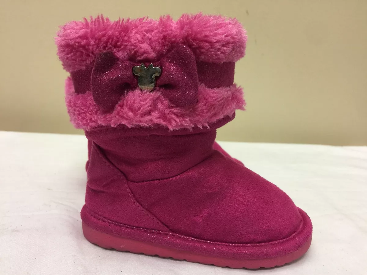 Disney Minnie Mouse faux fur pink winter girl toddler Boots Size 3