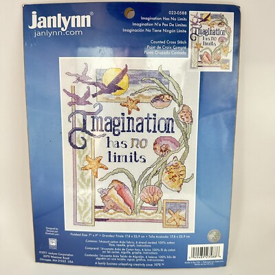 Janlynn Counted Cross Stitch Imagination Has No Limits Beach Birds Seashells