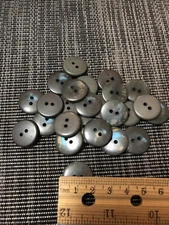 Round two Hole Gray Blue Sparkle Highlight Colored 19.14mm Buttons 25 Pcs