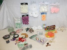 Lot of Assorted Silk Floral Arranging Accessories: Roses Petals Wire Tape...