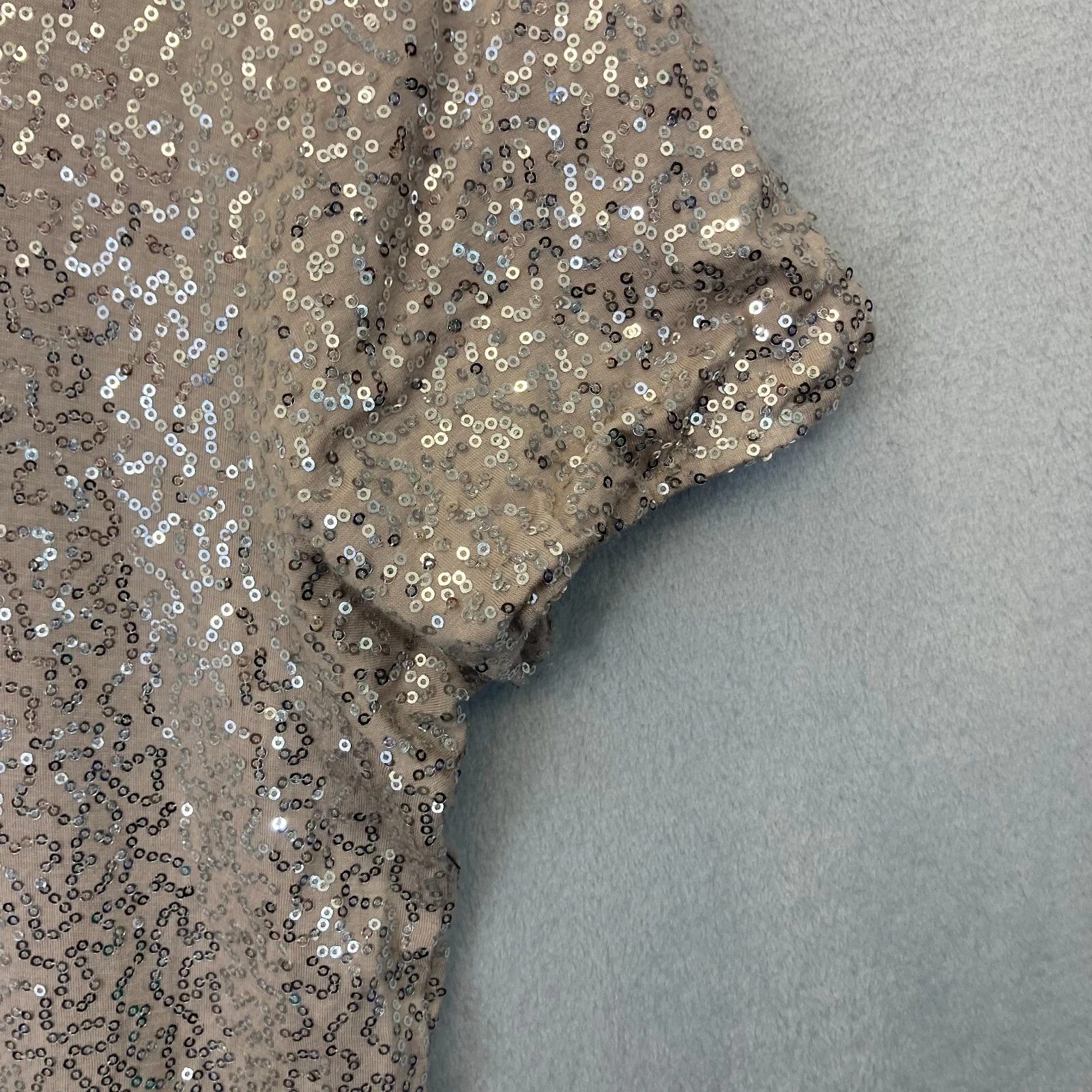 UNDERCOVER Victorias Secret abito tubino con paillettes donna taglia small beige argento mini corto