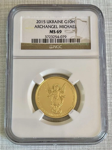 Ukraine 2015 Archangel Michael 1/2 oz 10 Hryven Gold Coin NGC MS69 Sku# 4560