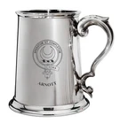 Arnott Family Crest Polished Pewter 1 Pint Tankard with Scroll handle