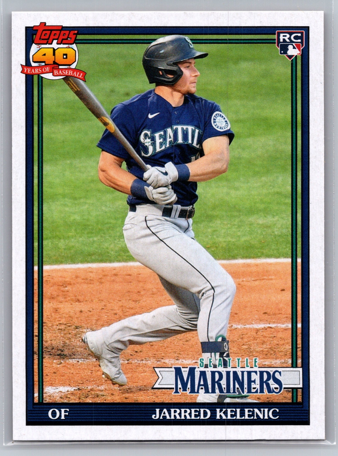 2021 Topps Archives #191b Jarred Kelenic 70 Years of Baseball Emblem