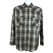 Plains Western Wear Cowboy Rodeo Shirt Size Medium Pearl Snaps Farm Rancher