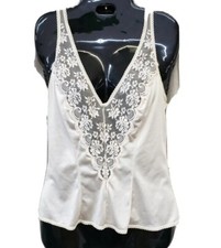 VINTAGE JCPENNEY FANTASIA SILKY Beige Lace LINGERIE CAMISOLE TOP Size 36