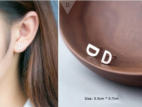 Alphabet Initial Letter Stud Earrings - 925 Sterling Silver - AU SELLER - Picture 8 of 38