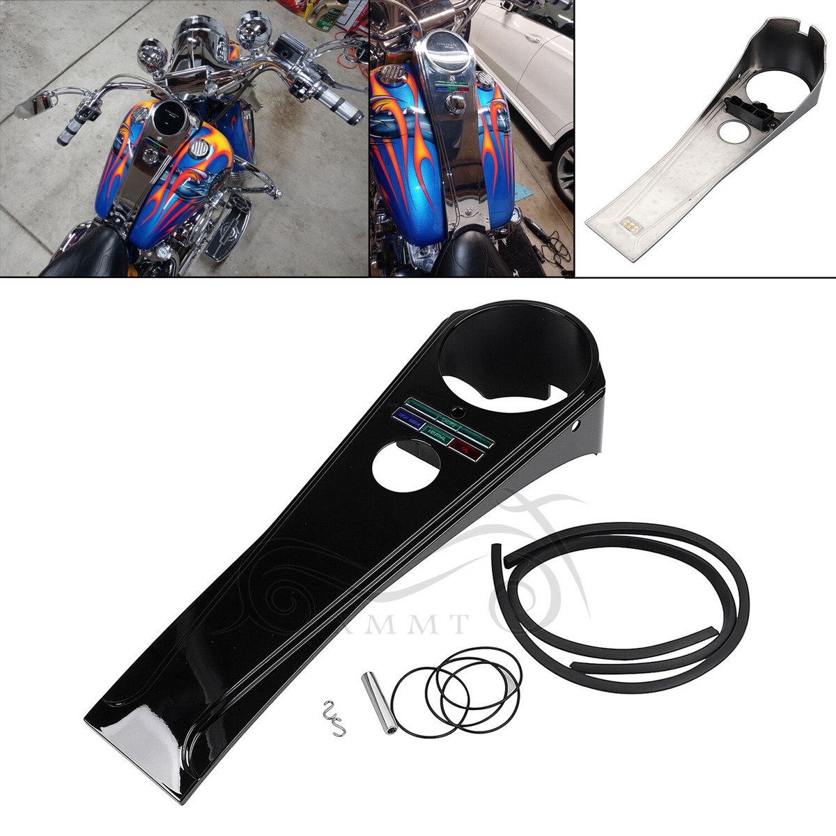 Black Long Gas Fuel Dash Panel For Harley Heritage Softail 1991