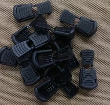 10 Black Plastic Zipper Pulls Cord Lock Ends Paracord Tactical Tab Repair