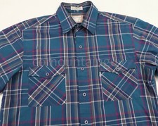 VTG Levi  s men  s western blue plaid lightweight shirt sz M