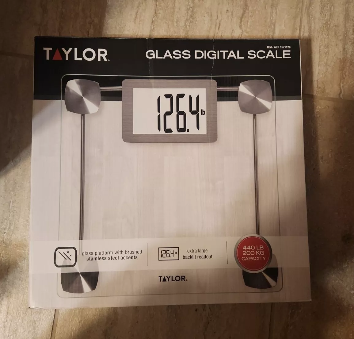 Taylor Digital Glass Bathroom Scale Backlit Readout High Capacity Auto On