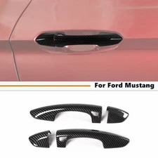 For 2015-2023 Ford Mustang Carbon Fiber Door Handle Covers Overlay WITH Smartkey
