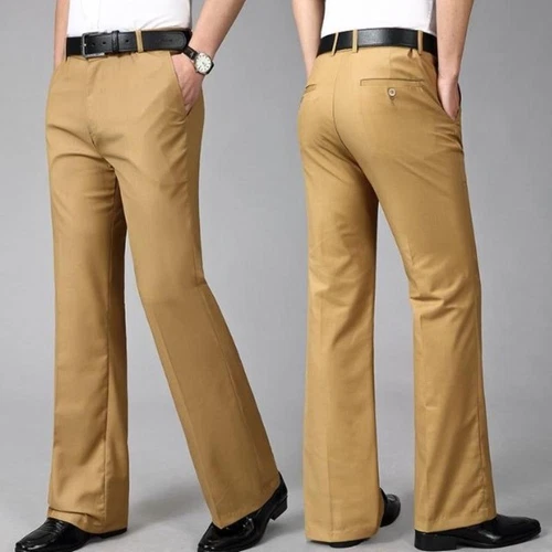 Herren Glockenboden Hose Schlag Formell Elegant Slim Fit Freizeithose - Bild 8 von 25
