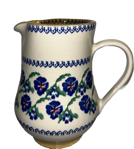 VTG NICHOLAS MOSSE POTTERY IRELAND "PANSY" PATTERN JUG / PITCHER  6.5"