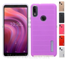 Para Alcatel 3V (2019) - Funda protectora con agarre de textura resistente blindada con botón de aluminio