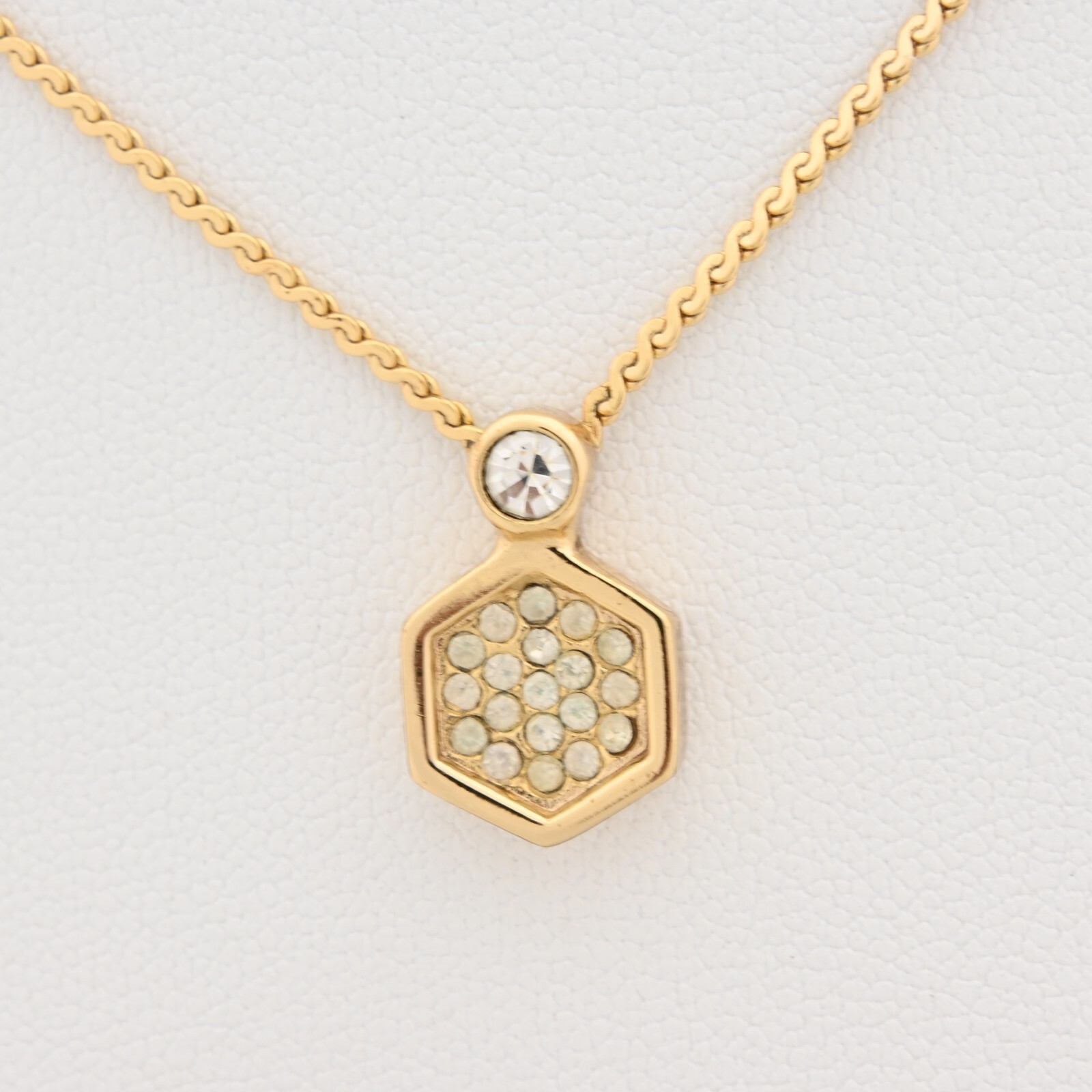 Authentic Christian Dior Gold Chain Pendant Necklace with Rhinestones di5506ce