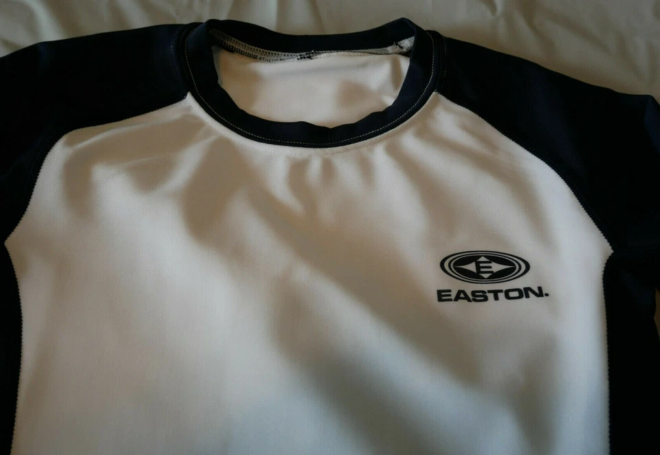 Easton Youth Boy Large (14.5in Pit to Pit/ Long 22in)  Bio-Dri  Shirt Navy/White - Image 2 of 4