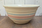 McCoy Vintage Pottery Pastel Pink Blue Stripe 8" Mixing Bowl  USA