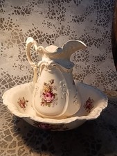 Large Vintage Wash Basin & Jug Set Bowl Rose  Design
