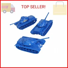 TimMee Toy Tanks for Plastic Army Men - Blue WW2 3pc - Made in USA