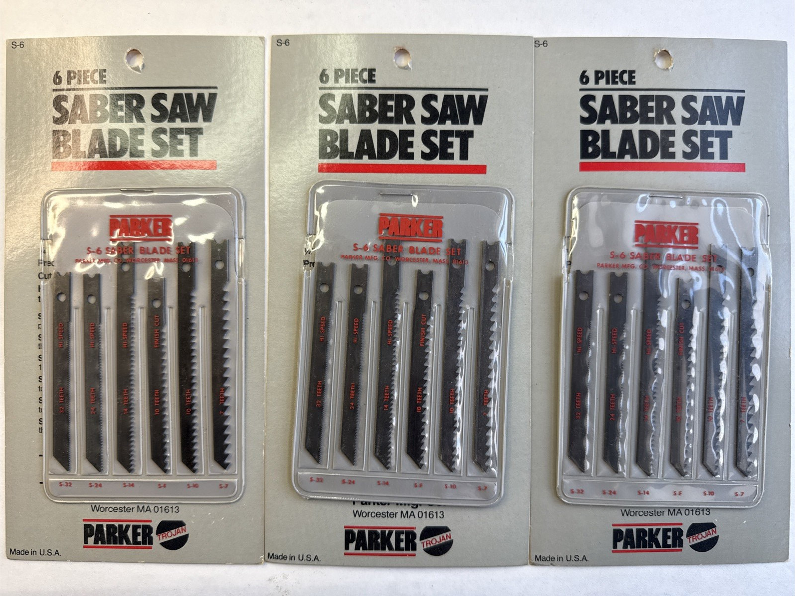 Lot of 3 PARKER MFG CO. SABER SAW BLADE SET S-6