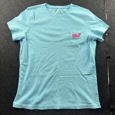 Vineyard Vines Shirt Womens Medium Blue Pocket Whale Logo Short Sleeve Tee