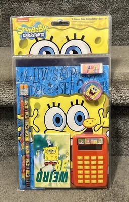SpongeBob SquarePants 7 Piece Calculator Set Nickelodeon 2000 Viacom NEW Sealed