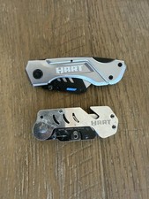 Two HART Folding Lock-Back Utility Knife Box Cutter Gray/Black/Blue HHCTUF03A