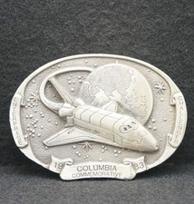 WF03136 AMAZING VINTAGE 1983 COLUMBIA COMMEMORATIVE SPACE SHIP BELT BUCKLE