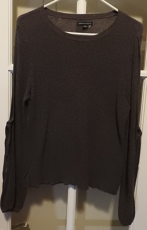 American Eagle Outfitters Sweater Brown Sleeves Slit w/Ties Wmn's Sz L Exc Cond